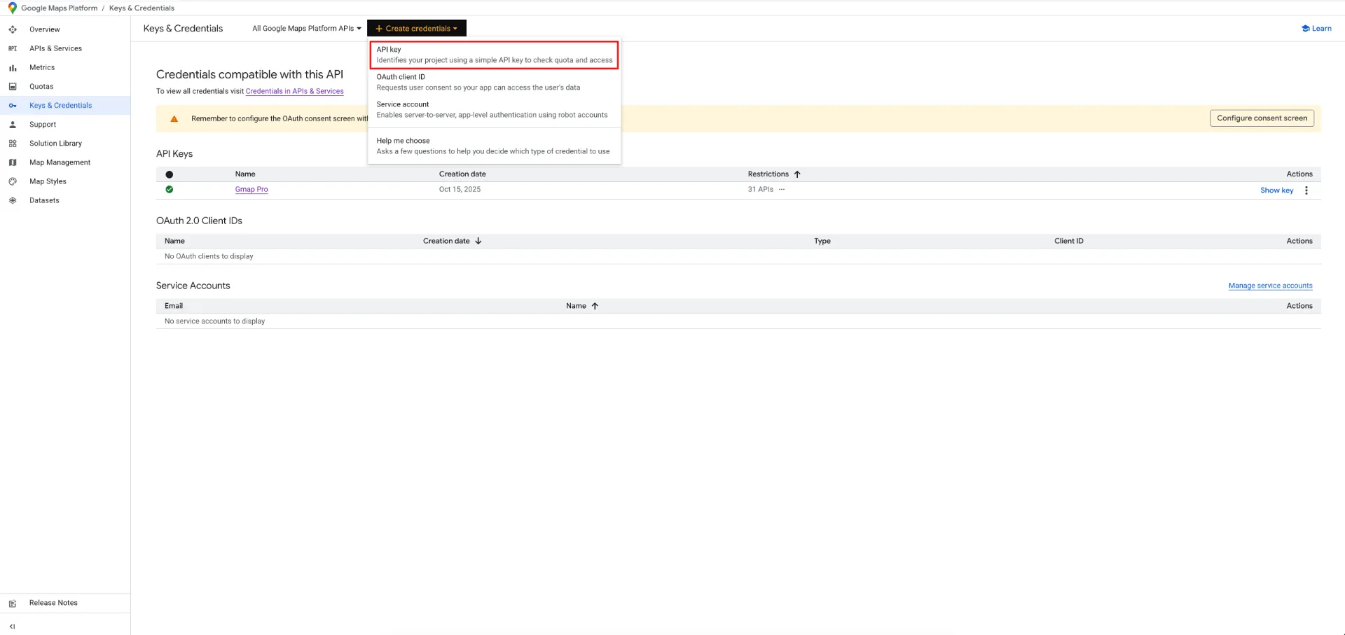 create api key